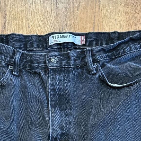 Men's Levis 505 size 38 X 30 Regular Fit Straight Leg Denim Jeans Black - Picture 2 of 6